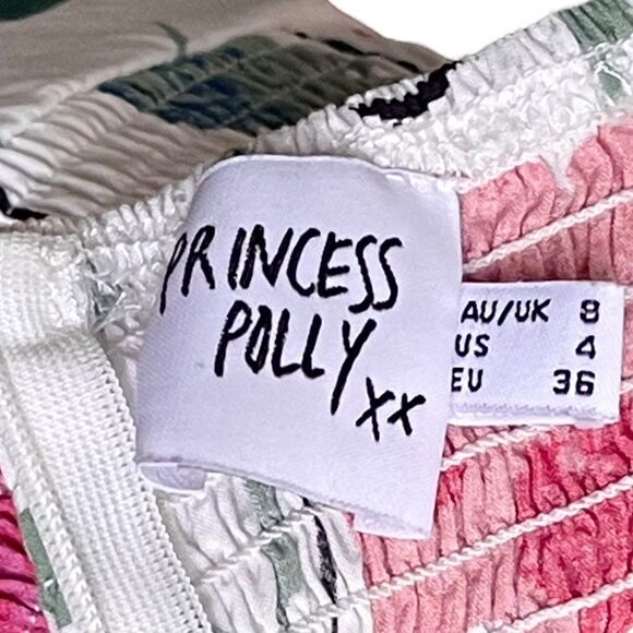 Princess Polly Elaine Floral Tie Halter Top Ruched Smocked Waist Mini Dress - Picture 15 of 16